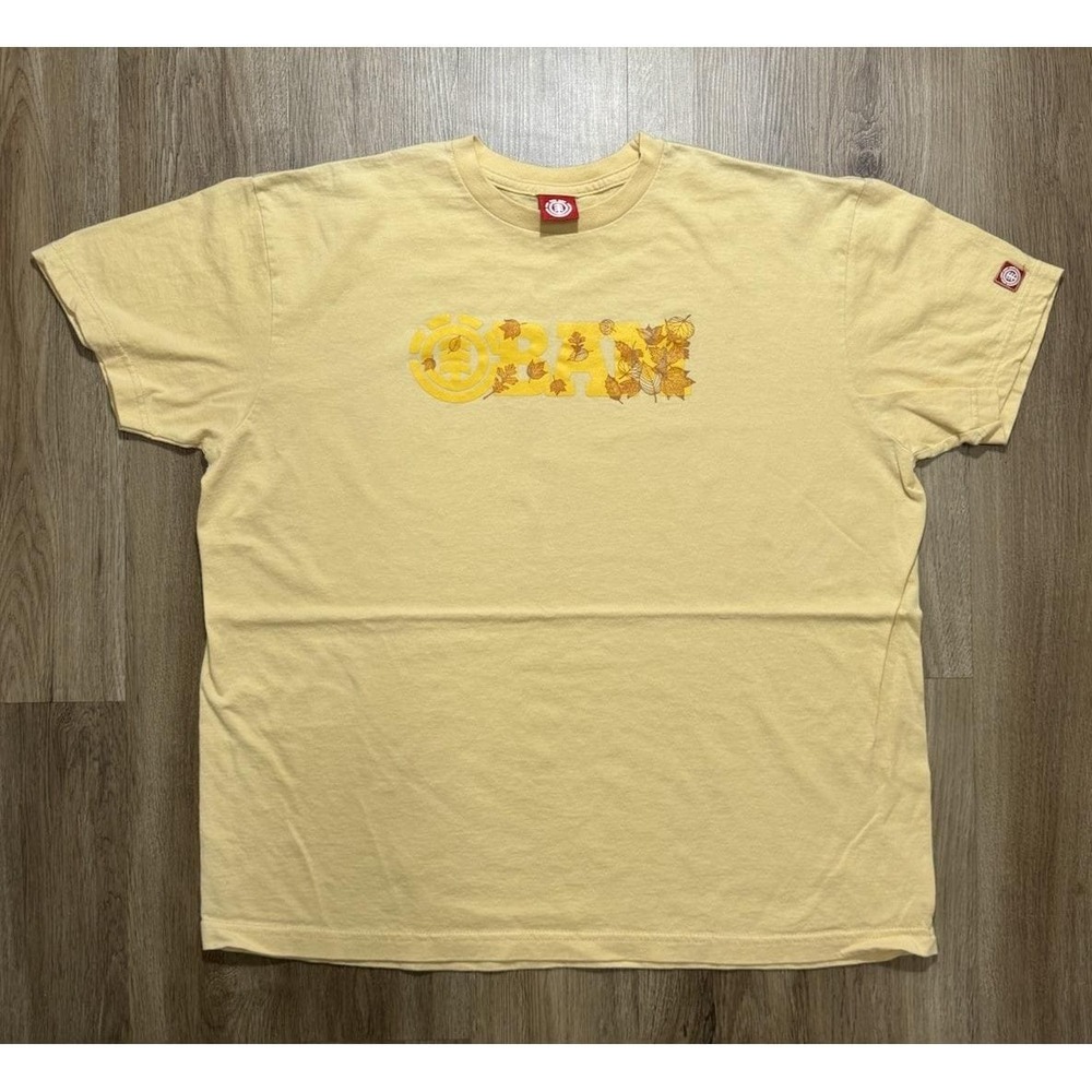 Y2K Element BAM Fall Logo Skateboarding Yellow T Shirt Size XL